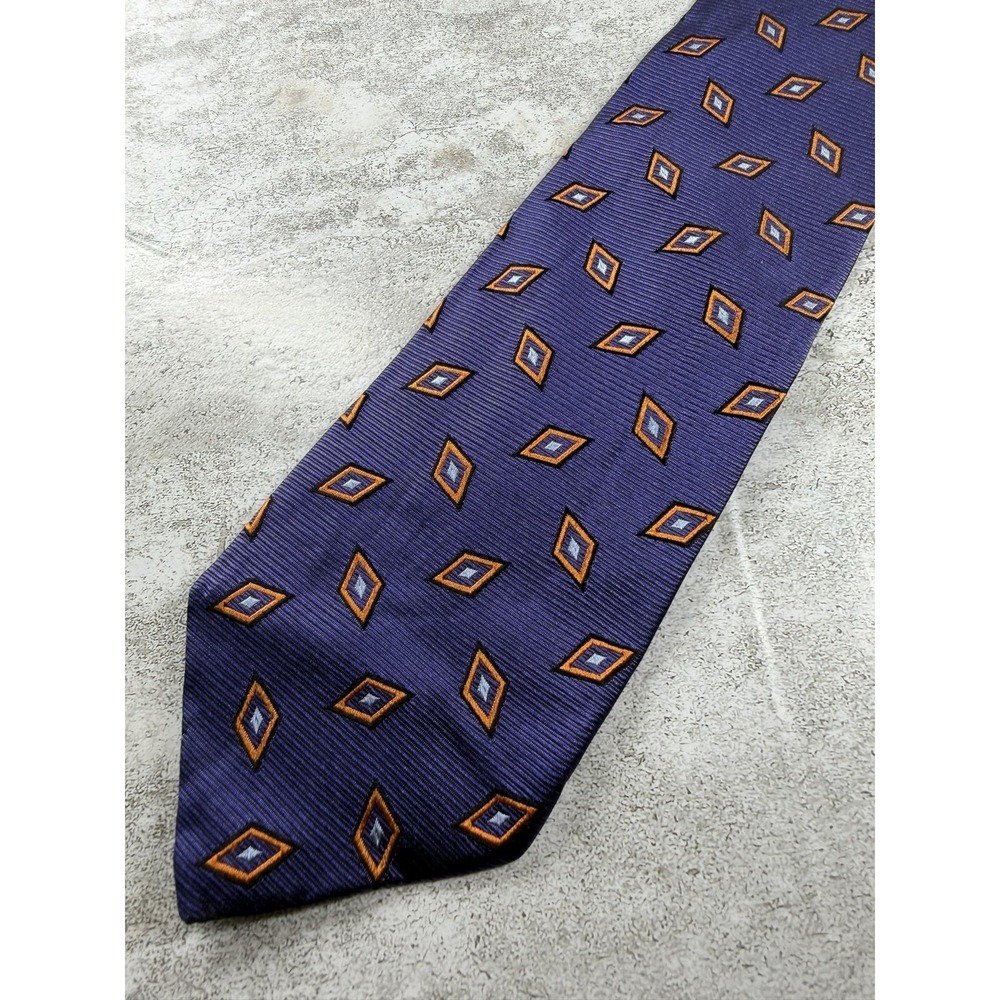 Robert Talbott Studio Tie Mens One Size Purple Silk Pointed Geometric Jacquard